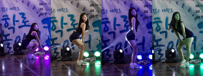 Kpop tanečníčka počas pouličného vystúpenia
